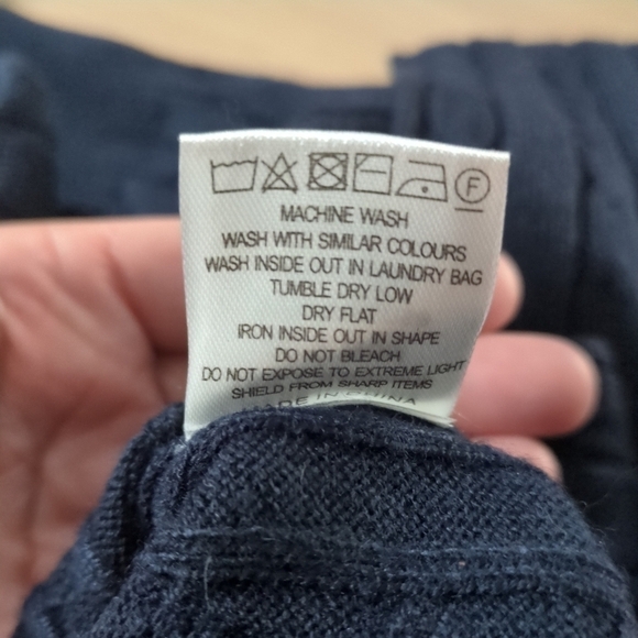 Kallspin Navy Knit Cashmere Wool Blend Classic Crew Neck Sweater Size Large - Picture 7 of 7